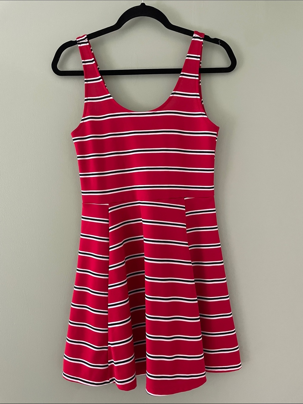 Divided Red Striped Tank Skater Dress